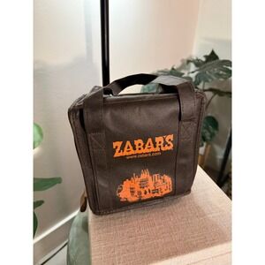 Zabars NYC Insulated Lunch Bag Brown Orange Logo Skyline Zippered Cooler Tote